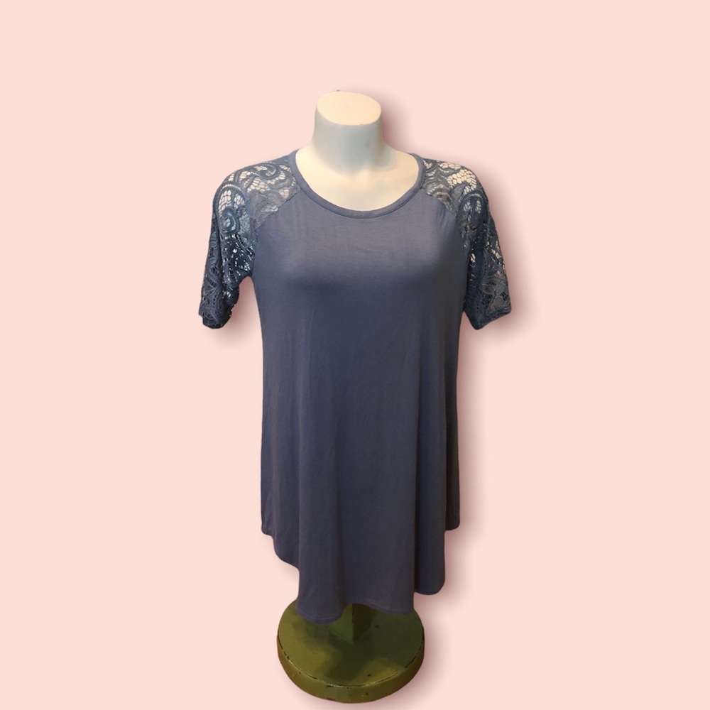 Cornflower blue lace sleeve tunic XL NWOT